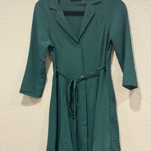 Asos design collared button through mini dress in bottle green